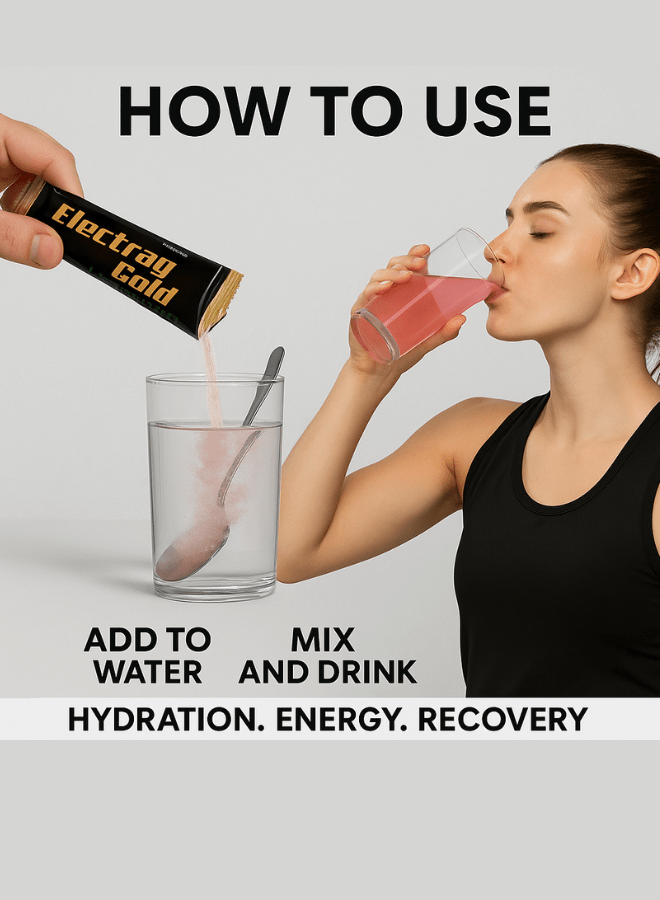 Electrag Gold – Premium Natural Electrolyte Supplement for Hydration, Performance and Recovery – Available in Lemon, Blueberry, Mixed Berries and Watermelon - Natural Elecytolyte Supplement - electrag - gold