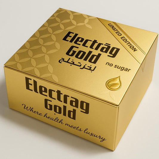 Electrag Gold Limited Edition golden box with 4 sachets – Lemon, Blueberry, Watermelon & Mixed Berries (sugar-free, keto & vegan)

